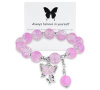Xeyau Always Believe in Yourself Bracelet papillon assorti pour couple - Corde en nylon - Bracelet à breloques papillon porte-bonheur bleu pour femme, Middle, Nylon, Pas de gemme