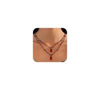 Xeyau Collier gothique noir pour femme - Accessoires vampire - Chaîne en cristal noir et rouge - Collier de sorcière - Bijoux gothiques d'Halloween, Métal, Pas de gemme