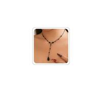 Xeyau Collier gothique noir pour femme - Accessoires vampire - Chaîne en cristal noir et rouge - Collier de sorcière - Bijoux gothiques d'Halloween, Métal, Pas de gemme