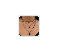 Xeyau Collier gothique noir pour femme - Accessoires vampire - Chaîne en cristal noir et rouge - Collier de sorcière - Bijoux gothiques d'Halloween, Métal, Pas de gemme