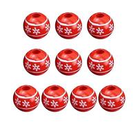 XEYYHAS Lot de 10 perles rondes en bois naturel poli à rayures et flocons de neige pour décoration de Noël