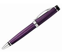 Xezo Incognito Stylo à bille en laiton de couleur violet métallisé, gravé au diamant, série, pièces plaquées platine (Incognito Purple B-2)