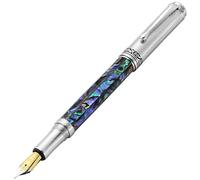 Xezo Maestro stylo plume, plume fine. Incrustation de coquille de mer Pāua Abalone avec chromage. Fabriqué à la main, édition limitée, sérialisé. Il n'y a pas deux stylos pareils