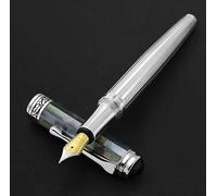 Xezo Maestro Stylo plume, plume moyenne. Argent massif 925 avec nacre noire. Pièces plaquées platine. Fabriqué à la main, édition limitée, sérialisé.