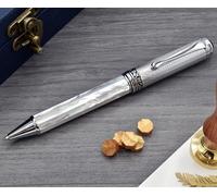 Xezo Maestro Twist-Action Executive Stylo à Bille Pointe Moyenne Série Cadeau d'Écriture Blanc Mère-de-Perle Guilloché Gravée. Sérialisée. Unique