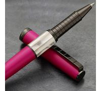 Xezo Speed Master Stylo roller à pointe fine Rose cerise mat avec nacre blanche Corps en laiton léger