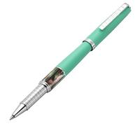 Xezo Speed Master Stylo roller, pointe fine. Vert aqua mat avec nacre noire de Tahiti. Plaqué chrome. Corps en laiton léger. Chaque pièce unique