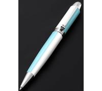 Xezo Stylo à bille Visionary en laiton et aluminium, pointe moyenne. Laqué à la main en bleu ciel et blanc. Numéroté en édition limitée de 500. Disposition classique des couleurs Art Déco, rétro