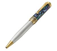 Xezo Stylo-bille Maestro, argent massif 925 et coquille de mer pāua bleue avec placage en or 18 carats. Artisanal, chacun est unique, numéroté