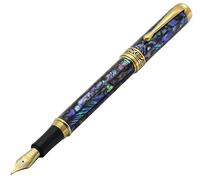 Xezo Stylo Plume Maestro, plume moyenne-fine (trait de 0.45mm), série Cadeau d'écriture Paua Abalone plaqué or 18K, fait main, sérialisé. Chaque stylo est unique
