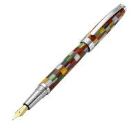 Xezo Stylo-plume Urbanite II, plume moyenne. Couleur multicolore jazzy avec placage en chrome. Artisanal, édition limitée, numérotée