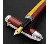 Xezo Stylo plume Visionary en laiton et aluminium, plume fine. Laqué à la main en jaune aspen et rouge. Numéroté en édition limitée de 500. Motif couleur classique art déco, style rétrofuturiste