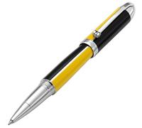 Xezo Stylo roller Visionary en laiton et aluminium, laque jaune vif et noir. Numéroté en édition limitée de 500. Motif couleur classique art déco, style rétrofuturiste