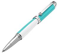 Xezo Stylo roller Visionary en laiton et aluminium, pointe fine. Laqué à la main en bleu ciel et blanc. Numéroté en édition limitée de 500. Disposition classique des couleurs Art Déco, rétrofuturiste