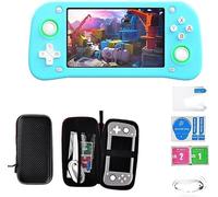 XF43 Console de jeu portable rétro - Écran IPS de 4,3" - Batterie 3000 mAh - Carte TF de 64 Go avec 15 000 jeux - Plus de 30 émulateurs et systèmes d'exploitation Linux - Étui portable inclus (Bleu x
