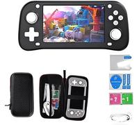 XF43 Console de jeu portable rétro - Écran IPS de 4,3 pouces, batterie 3000 mAh - Carte TF de 64 Go avec 15 000 jeux - Plus de 30 émulateurs et systèmes d'exploitation Linux - Étui portable inclus