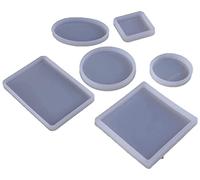 Xfaiz Lot de 6 moules en silicone réutilisables en forme de dessous de verre pour moulage de résine, béton, ciment