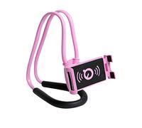 Xfaiz Support de téléphone portable à suspendre sur le cou avec bras longs et flexibles pour bureau, lit, vélo et moto Rose