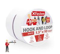 Xfasten adhésif Crochet et boucle Bande, Blanc, 3,8 cm X 3 m Dos adhésif double face Crochet Boucle ruban adhésif pour textile, outils, jardinage Lits, chargeurs de montage