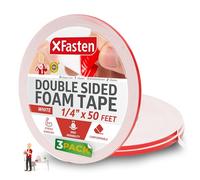 XFasten Lot de 3 rubans adhésifs double face en mousse pour loisirs créatifs, fabrication de cartes, photos et étiquettes - 6,3 mm x 15,2 m - Total de 45,7 m