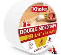 XFasten Lot de 3 rubans adhésifs double face extra résistants Blanc 1,9 cm x 7,6 m