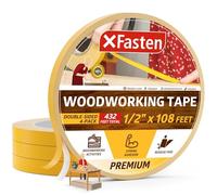 XFasten Lot de 4 rouleaux de ruban adhésif pour travail du bois, 1,27 cm x 33 m