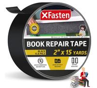 Xfasten reliure ruban de réparation, Noir, 5,1 cm par 13,7 m, tissu, bibliothèque livre Gonds ruban de réparation, sans acide et sans danger d'archivage