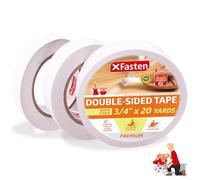 XFasten Ruban Adhésif à Double Face, Amovible, de 3/4 Pouce sur 20 Yards (19,05mm x 18,28m), Pack de 3, Idéal Comme Ruban D'emballage Cadeau, Idéal pour la Fixation des Tapis et Idéal pour la Boiserie
