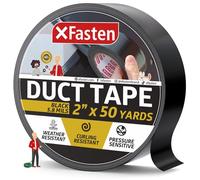 XFasten Ruban adhésif noir, 2 pouces x 50 mètres - Ruban adhésif météo pour usage commercial, réparations lourdes, emballage | Haute résistance à la traction et au cisaillement