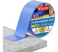 XFasten Ruban de marquage de sol en vinyle, bleu, 2 pouces x 36 verges 6 mils d'épaisseur, ruban de marquage industriel pour entrepôts industriels, gymnases, pistes de danse et événements.