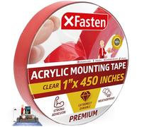 XFasten Ruban de Montage Acrylique à Double Face Amovible, Transparent, 1 Pouce x 450 Pouces (25,4 mm x 11,43 m), Adhésif Résistant aux Intempéries pour les Usages sur la Brique, les Murs
