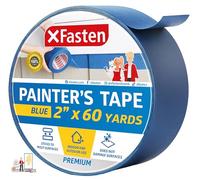 XFasten Ruban de peinture bleu professionnel, technologie Sharp Line-to-Edge, 5,1 cm x 60 m (lot unique) - ruban de décoration murale de qualité artisanale, sans résidus et à retrait facile