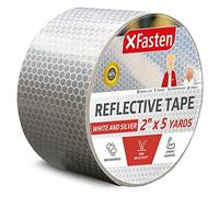 XFasten Ruban réfléchissant, blanc et argent, 2 pouces par 5 mètres - Haute intensité - Ruban de sécurité DOT-C2 étanche à l'eau Conspicuité Réflecteur de remorque
