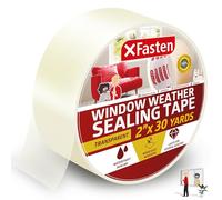 XFasten Ruban transparent d'étanchéité pour fenêtres, 2 pouces x 30 yards (50.8mm x 27.43m), Film d'étanchéité transparent pour l'isolation des courants d'air, sans résidu.