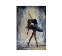 XFATGIA Impression sur toile élégante de ballerine en tutu noir - Décoration murale pour salon, chambre à coucher - 30 x 45 cm
