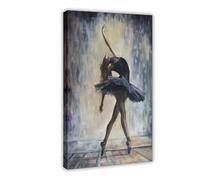 XFATGIA Impression sur toile élégante de ballerine en tutu noir - Décoration murale pour salon, chambre à coucher - 20 x 30 cm