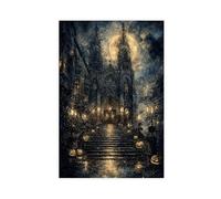 XFATGIA Poster cathédrale d'Halloween sur toile - Décoration murale pour salon, chambre à coucher - 30 x 45 cm