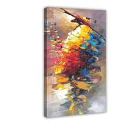 XFATGIA Poster coloré Samouraï sur toile pour chambre à coucher, bureau, chambre, cadeau (60 x 90 cm)