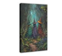 XFATGIA Poster coloré sur toile de sorcière pour décoration de chambre à coucher, bureau, chambre, cadeau 30 x 45 cm