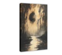 XFATGIA Poster d'éclipse de marais effrayant sur toile - Décoration murale pour salon, chambre à coucher - 40 x 60 cm