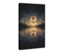 XFATGIA Poster d'Halloween citrouille lune sur toile pour décoration murale de salon, chambre à coucher - 20 x 30 cm