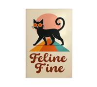 XFATGIA Poster humoristique chat noir sur toile pour décoration de chambre à coucher, bureau, chambre, cadeau 30 x 45 cm