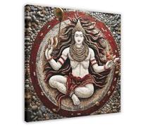 XFATGIA Poster mosaïque Seigneur Shiva sur toile - Décoration murale pour salon, chambre à coucher - 60 x 60 cm