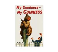 XFATGIA Poster publicitaire rétro Guinness Bear sur toile pour décoration de chambre à coucher, bureau, chambre, cadeau (50 x 75 cm)