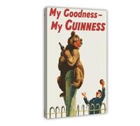 XFATGIA Poster publicitaire rétro Guinness Bear sur toile pour décoration de chambre à coucher, bureau, chambre, cadeau 30 x 45 cm