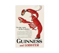 XFATGIA Poster publicitaire rétro Guinness et homard sur toile pour décoration de chambre à coucher, bureau, chambre, cadeau 50 x 75 cm