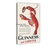 XFATGIA Poster publicitaire rétro Guinness et homard sur toile pour décoration de chambre à coucher, bureau, chambre, cadeau 50 x 75 cm