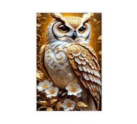 XFATGIA Poster sur toile avec hibou doré et blanc - Décoration pour chambre à coucher, bureau, chambre - Cadeau - 40 x 60 cm