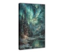 XFATGIA Poster sur toile avec scène de montagne enneigée pour décoration de chambre à coucher, bureau, chambre, cadeau 30 x 45 cm