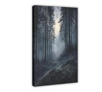 XFATGIA Poster sur toile d'arbres couverts de brume pour décoration murale de salon, chambre à coucher (60 x 90 cm)